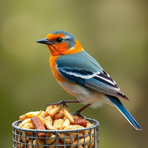 Dried fruits scattered on bird table