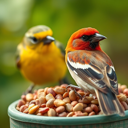 Dried fruits scattered on bird table