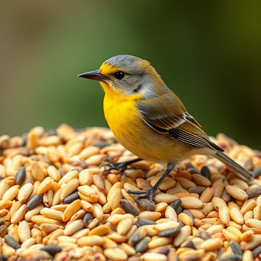 Dried mealworms next to seed mix