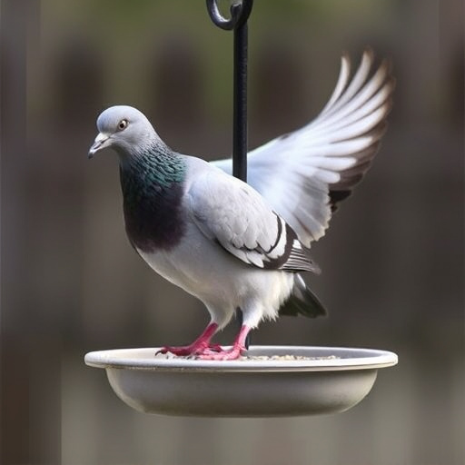 Elevated feeder with pigeon deterrent baffle