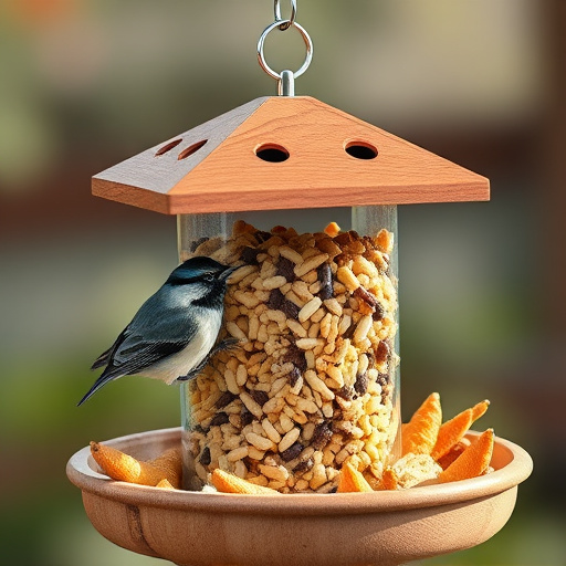 Fat ball bird feeder hanging from branch