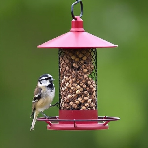 Fat ball bird feeder hanging from branch