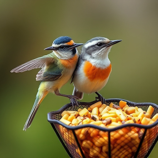Fat balls hanging on garden feeder