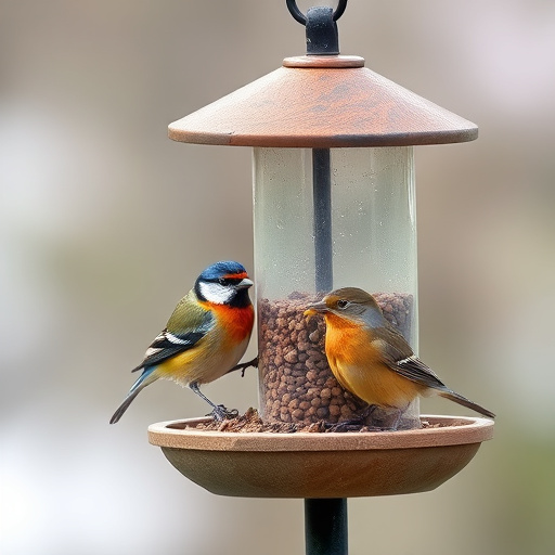 Feeding station with small bird silhouettes