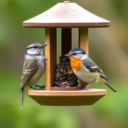 Feeding station with small bird silhouettes