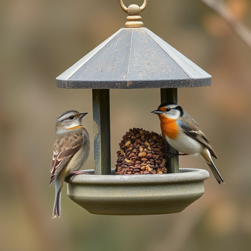 Feeding station with small bird silhouettes