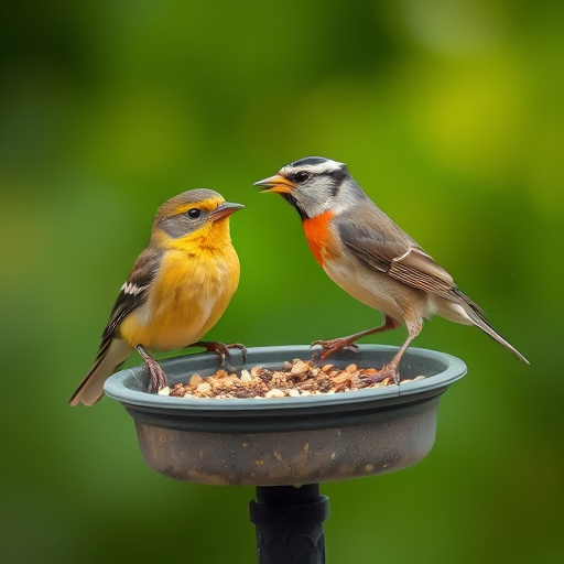 Feeding station with small bird silhouettes