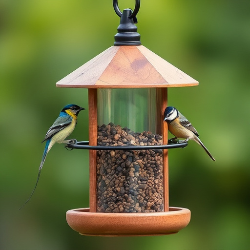 Feeding station with small bird silhouettes