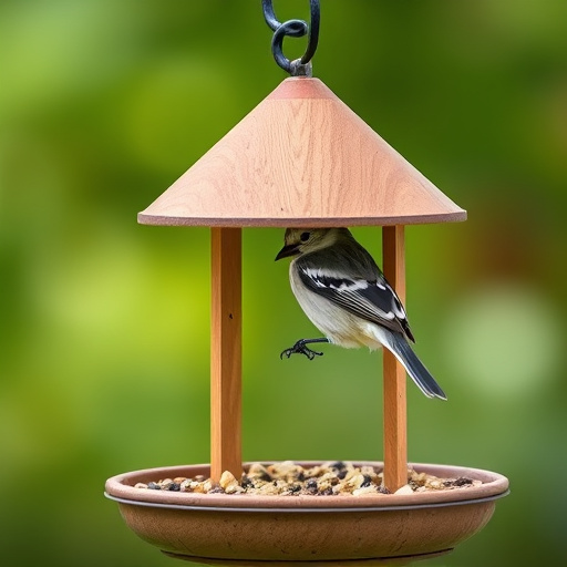 Feeding station with small bird silhouettes