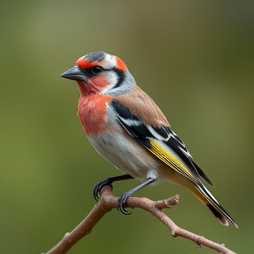 Finch flock gathered around seed station