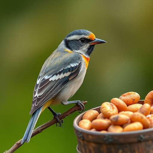 Finch perched beside berry-flavoured suet