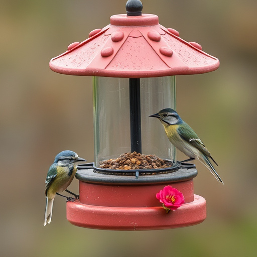Freestanding bird table with pitched roof