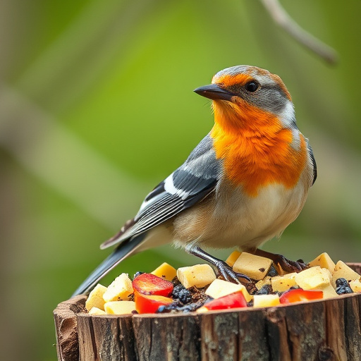 Fresh berries on garden bird feeder