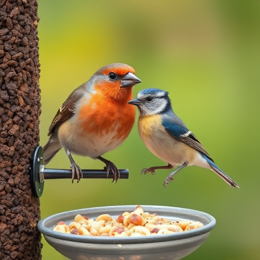 Fresh berries on garden bird feeder