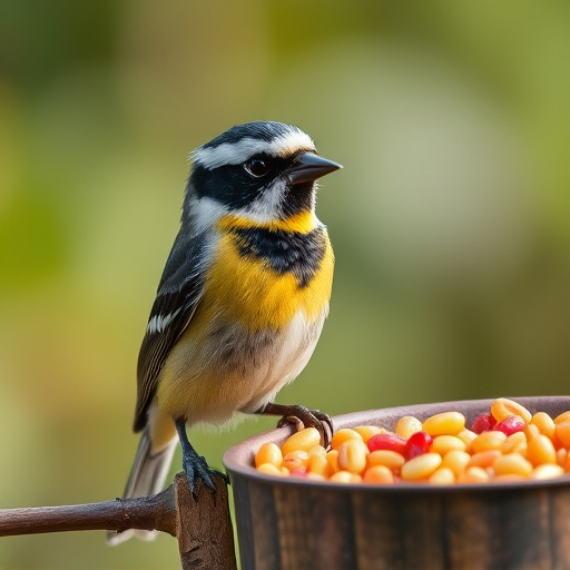 Fresh berries on garden bird feeder
