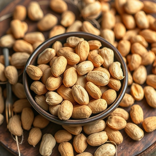 Fresh bird peanuts in rustic storage sack