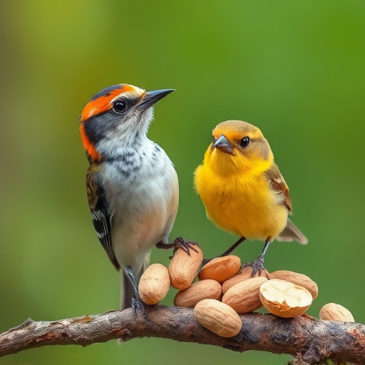 Fresh bird peanuts in rustic storage sack