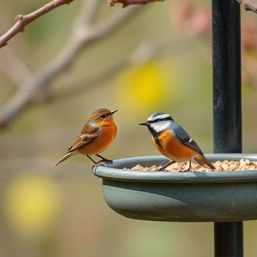 Fresh mealworms on garden bird feeder
