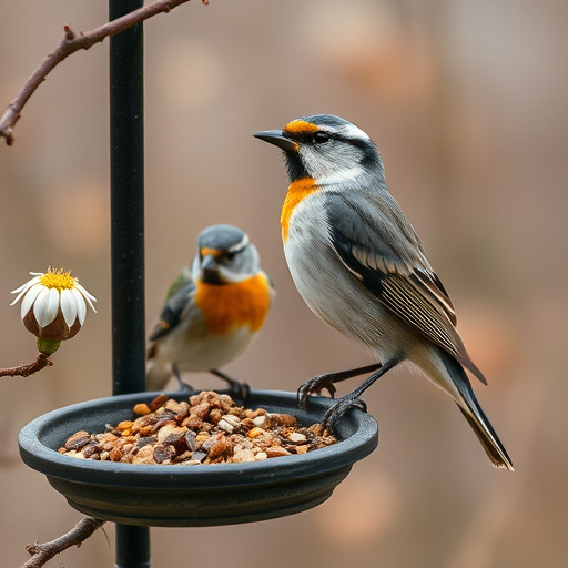 Fresh mealworms on garden bird feeder