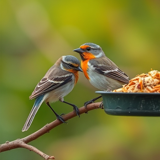 Fresh mealworms on garden bird feeder