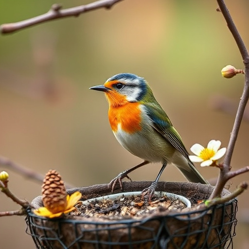 Fresh mealworms on garden bird feeder