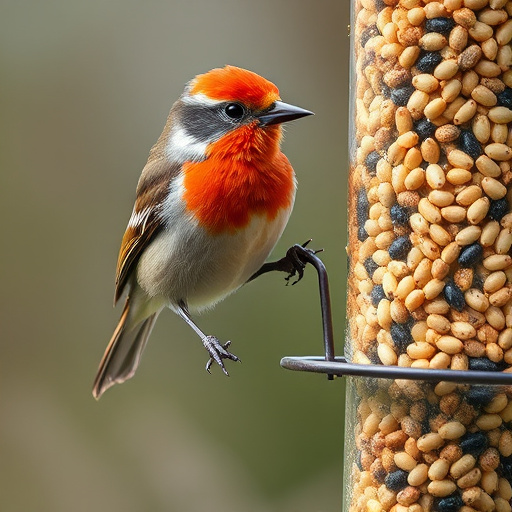 Fresh mealworms on garden bird feeder