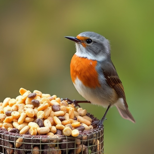 Fresh suet pellets in rustic garden bowl