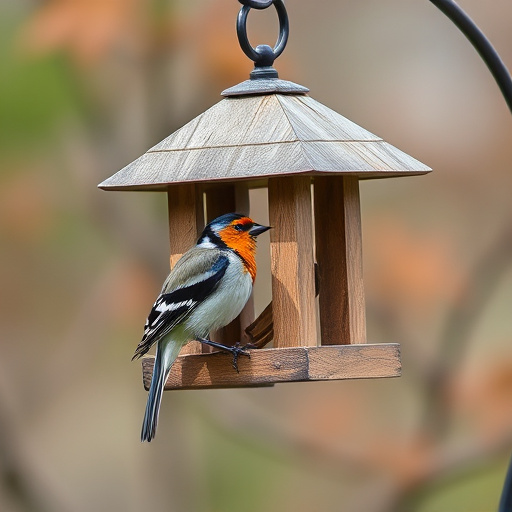 Frosty bird bath visited by small finch