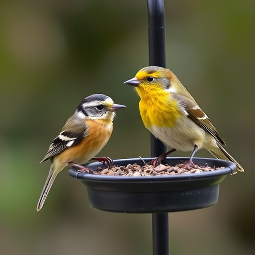 Garden bird feeding station with perches