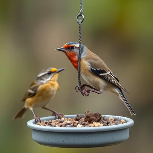 Garden bird feeding station with perches