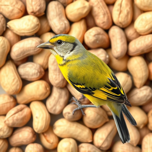 Garden bird pecking at hanging peanut feeder