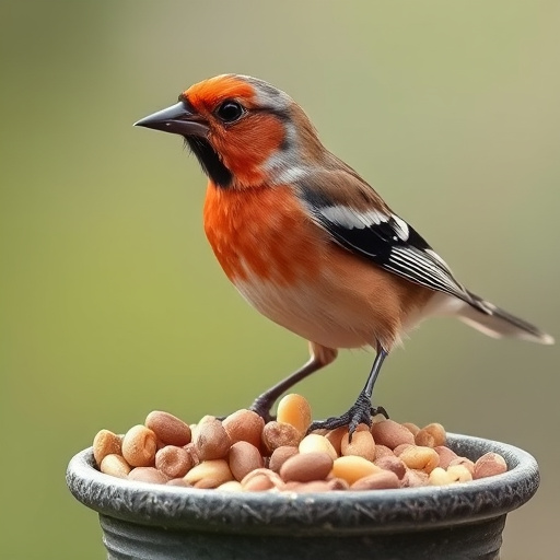 Garden bird seed box on doorstep