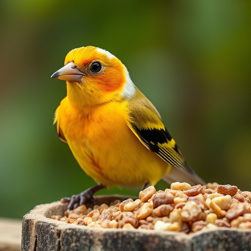 Garden bird seed box on doorstep