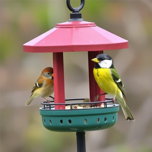 Garden bird table with sunflower seeds