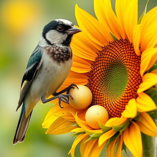 Garden bird table with sunflower seeds