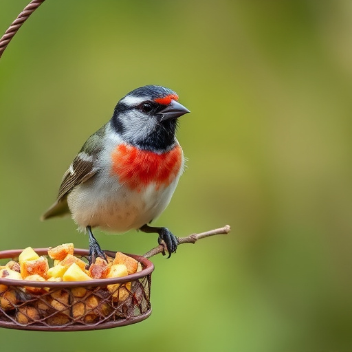 Garden birds eating mixed seed blend