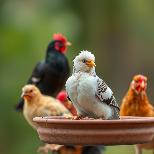 Garden birds feeding at feeder station