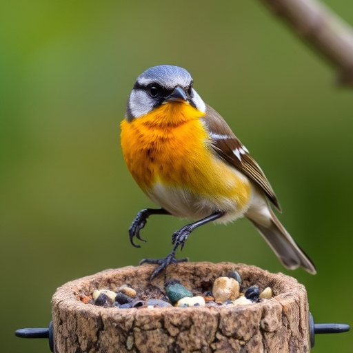 Garden birds feeding on seed mix