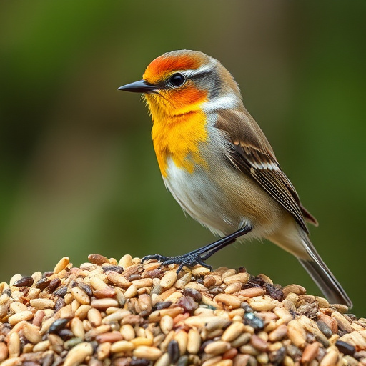 Garden birds feeding on seed mix