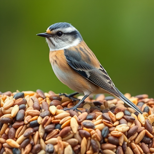 Garden birds feeding on seed mix