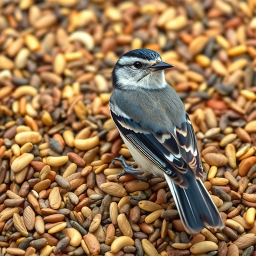 Garden birds feeding on seed tray
