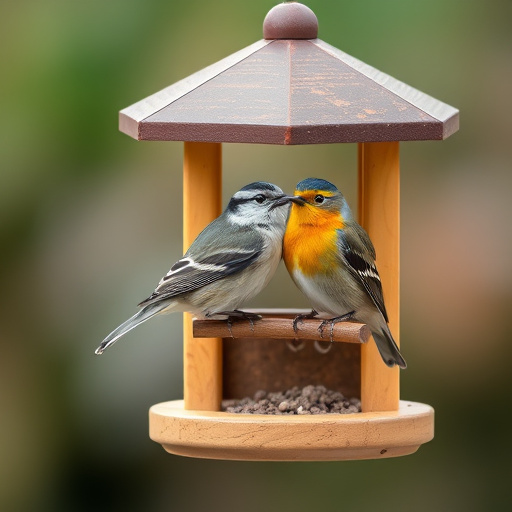 Garden birds feeding on sunflower seeds