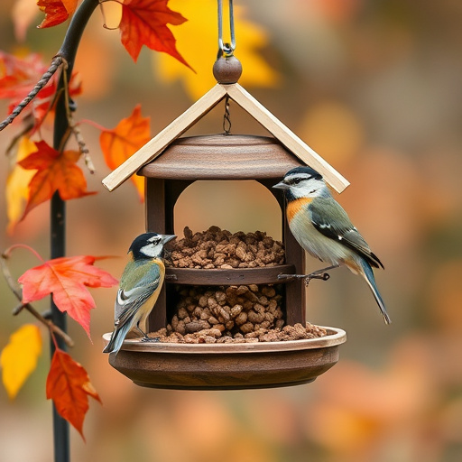 Garden birds feeding on sunflower seeds