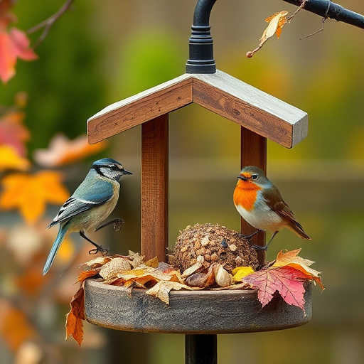 Garden birds feeding on sunflower seeds