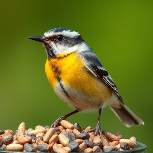 Garden birds near bulk seed bag