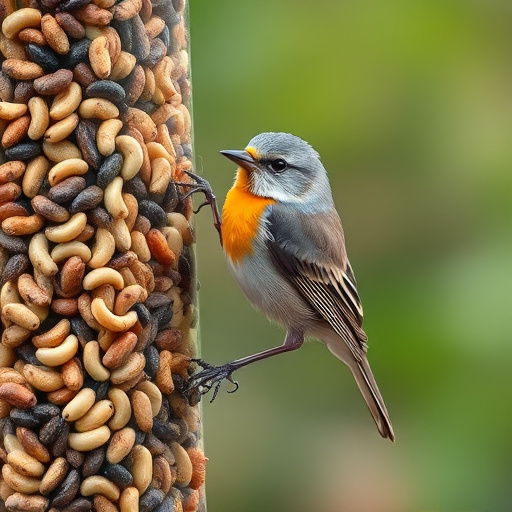 Garden birds near bulk seed bag