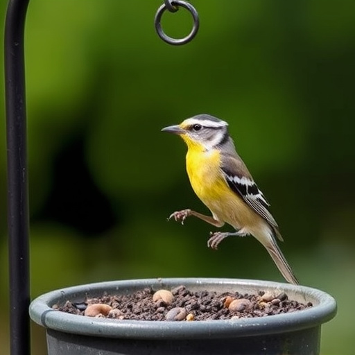 Garden birds on spacious bird table