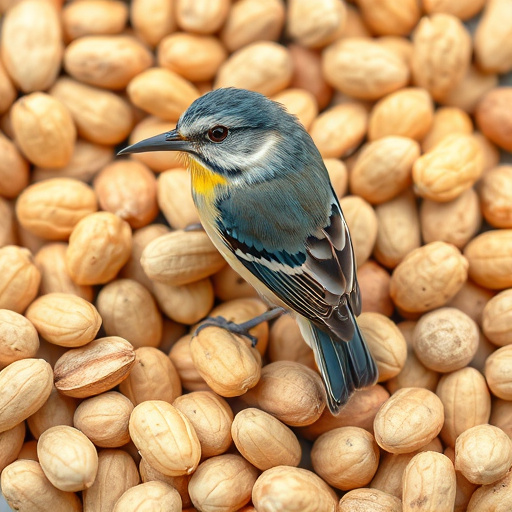 Garden feeder filled with bird peanuts