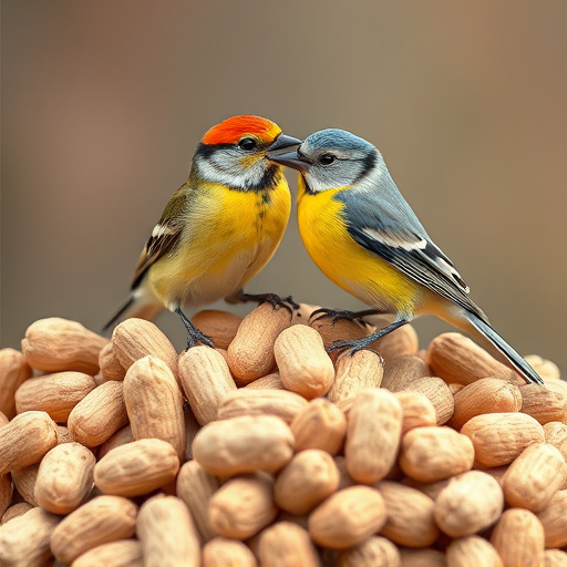 Garden feeder filled with bird peanuts