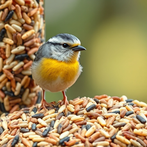 Garden feeder filled with mixed seeds